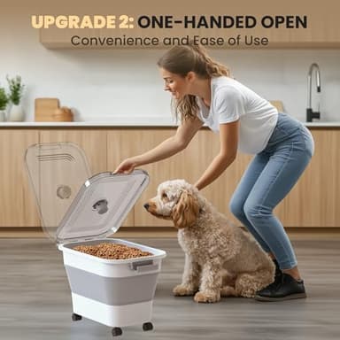 DDMOMMY 20-23 Lbs Dog Food Storage Container, Collapsible Dog Food Container with Transparent Airtight Lid,Multifunctional Pet Food Storage Container for Dog Cat,Rice,Flour,Pet Food Scoop and Dog Bowl - Image 2