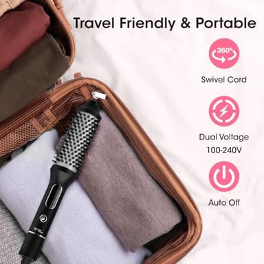 CINOSTAR Heated Round Brush for Hair Straightener, Curler, and Volumizer, 1.5 inch Curling Styler, Negative Ion Thermal Brush, with 6 Temp Settings, Fast Heating, Dual Voltage for Travel, Silver - Image 7