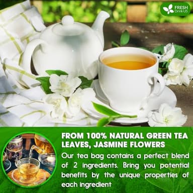 FreshDrinkUS, Premium 20 Tea Bags of Jasmine Green Tea, 100% Natural. Exquisite Flavor, Handpicked Leaves, Perfect for Tea Lovers. No Sugar, No Gluten, Vegan. - Image 3
