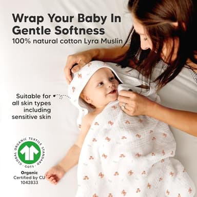 KeaBabies Muslin Baby Bath Towels with Hood for Girls, Boys - Large Organic Cotton Hooded Baby Towels for Newborns, Toddlers, Infant, Kids, Soft Absorbent Newborn Bath Essentials Gift Set (Monarch) - Image 2