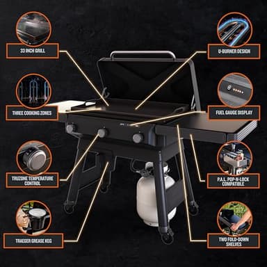 Traeger Grills Flatrock, 33 Inch Flat Top Griddle, Outdoor Gas Grill with 3-Zone TruZone Cooking, Even Heat, Fuel Sensor, and EZ-Clean Grease Management, Premium Propane Griddle for Outdoor Cooking - Image 4