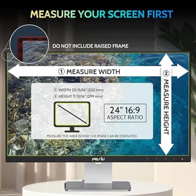 [2-Pack] 24 Inch Privacy Screen for Computer Monitor 16:9 Aspect Ratio, Eye Protection Anti Blue Light Glare Shield, 24inch Removable Black Blackout Anti Spy Desktop Security Private Filter - Image 2