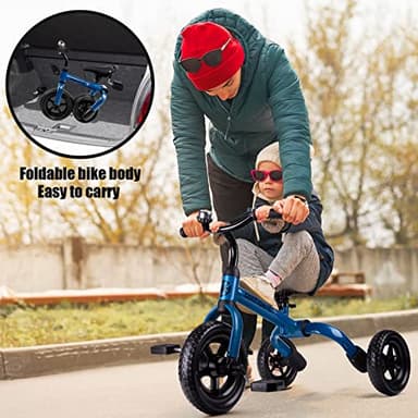 YGJT 3 in 1 Tricycle for Toddlers Age 2-5 Years Old, Folding Kids Balance Bikes with Adjustable Seat and Removable Pedal, Ride-on Toys for Infant, Gift for Baby Boys Girls Birthday(Blue) - Image 2