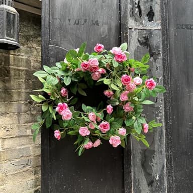 Shyshining 6FT Bendable Pink Rose Flower Garland, Artificial Silk Wild Roses Vine Leaves Hanging Flowers for Wall Fireplace Fence Trellis Wedding Baby Shower Room Home Spring Summer Decor(1PC) - Image 3