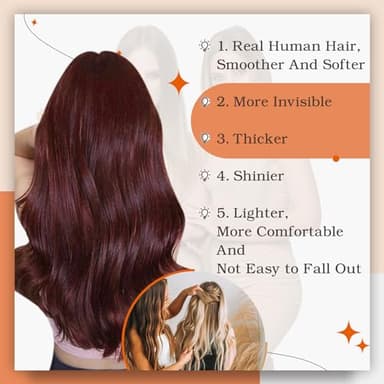 Full Shine Hair Extensions Wine Red 99J Tape in Hair Extensions Human Hair 22Inch Tape in Extensions Invisible Human Hair Extension Burgundy Seamless Skin Weft Hair 50Gram 20Pcs Remy for Women - Image 5