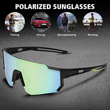 STORYCOAST Polarized Sports Sunglasses for Men Women,Bike Glasses Driving Fishing Cycling Mountain Bike Sunglasses UV400 Protection Black Frame-Gold Mirror Lens - Image 6