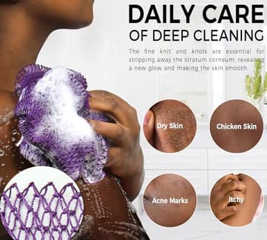 African Net Sponge Authentic - Real African Exfoliating Body Scrubber Sponge with Knots - African Net Shower Washcloths for Exfoliator - Body Care Bathing Accessories - Image 4