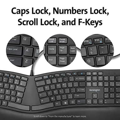 Kensington Pro Fit Ergonomic Wired Keyboard- Black (K75400US) - Image 6