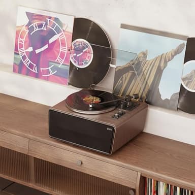 All in One Vinyl Record Player,Bluetooth Turntable Built in 4 Stereo Speakers Phono Preamp,High Fidelity Turntables for Vinyl Records with Magnetic Cartridge AT-3600L MM,Belt Drive 2-Speed,33/45 RPM - Image 7