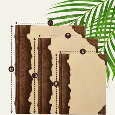 Rustic Vintage Leather Spine Bound Journal - 200 Pages, 10"X7", Brown - Handmade Antique Deckle Edges Watercolor Paper - Book of Shadows/Spell - Writing Notebook Sketchbook for Women and Men - Image 8