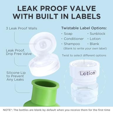 Dot&Dot Leak Proof Travel Bottles - TSA Approved 3oz Silicone Toiletries Travel Shampoo & Conditioner Containers with Labels - Image 5