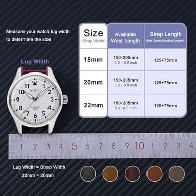 WOCCI 18mm Watch Band for Men and Women, Genuine Leather - Top Grain Leather, Quick Release Strap, Golden Buckle (Golden Brown) - Image 5