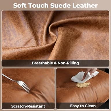 ovios Ergonomic Home Office Chair, Mid-Century Modern Faux Leather Chairs with Thickened Cushions, Comfy High Back Swivel Rolling Executive Computer Armchair (Brown, Suede Leather) - Image 5