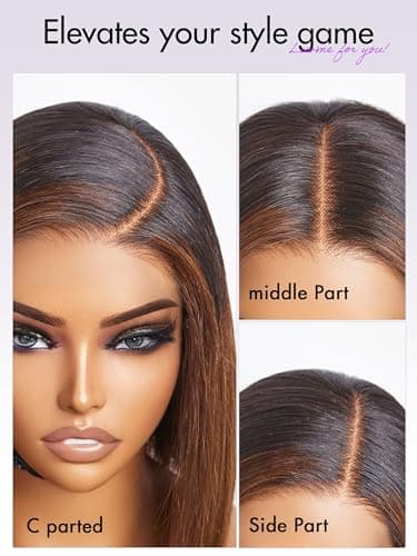 LUVME HAIR 10" Mix Brown Glueless Bob Wigs Human Hair Pre Plucked, 5x5 HD Lace Closure Wigs Human Hair 180 Density, Ready to Go Wig with Bleached Knots & Pre Cut Lace - Image 5