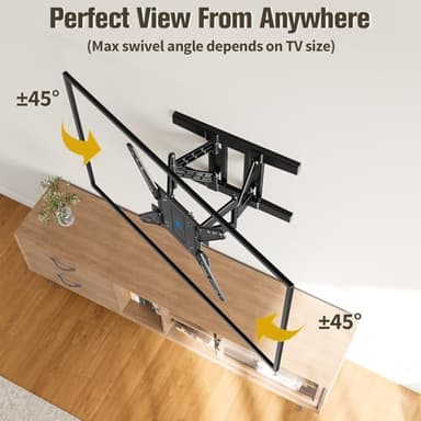 Mounting Dream Ultra Slim TV Wall Mount for 26-75 Inch Television, Full Motion Bracket with Smooth Extension, Swivel and Tilt, 1.38” Thin Low Profile TV Mount Fits 16'' Studs, Up to 400x400mm, 88lbs - Image 3