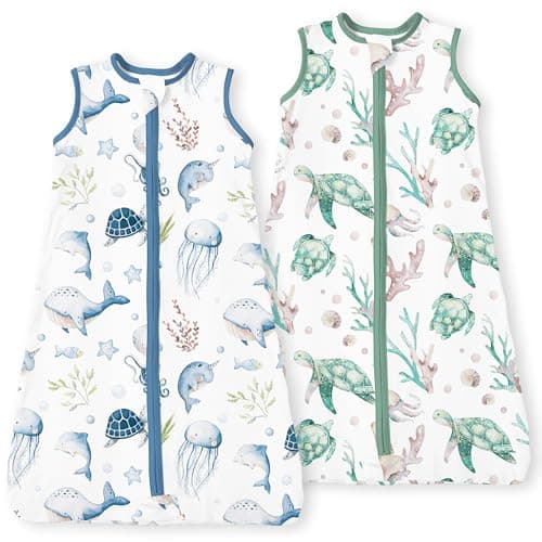 TOTBASIC Toddler Sleep Sack 2T-3T-4T, Light Wearable Blanket Baby Sleeping Bag with 2-way Safe Zipper, Ultra Soft Summer Sleep Sacks for 24-36-48 Months, XL, 2 Pack(Oceanic Crew) - Image 1