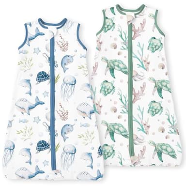 TOTBASIC Toddler Sleep Sack 2T-3T-4T, Light Wearable Blanket Baby Sleeping Bag with 2-way Safe Zipper, Ultra Soft Summer Sleep Sacks for 24-36-48 Months, XL, 2 Pack(Oceanic Crew) - Image 1