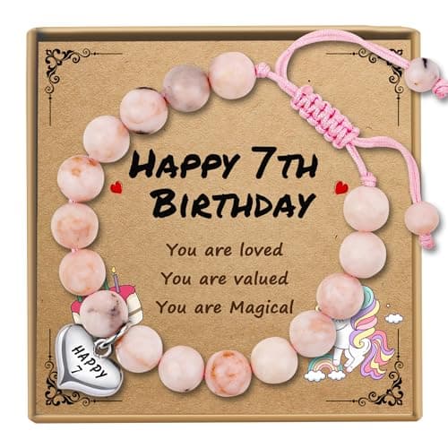 Sereney 7 Year Old Girl Birthday Gifts, Adjustable Beaded Bracelet as 7th/7yr Year Old Girl Birthday Gifts for Seven Daughter Niece Granddaughter Girls - Image 1