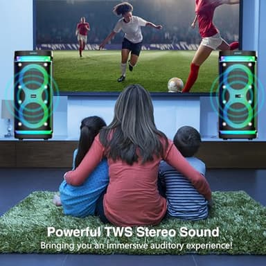 DFTRT Karaoke Machine for Adults with 2 Wireless Microphones, Portable Bluetooth Karaoke Speaker for Outdoor, Big Party PA System with Disco Lights for Gatherings, The Best Gifts for Family - Image 7