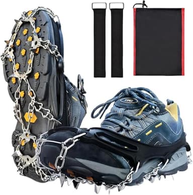 Ice Cleats Traction Snow Grips - 19 Stainless Steel Spikes Crampons for Hiking, Fishing, Walking, Climbing (X-Large) - Image 1