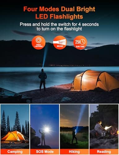 SOXONO Solar Charger Power Bank, PD 20W Fast Charging External Batter, 40000mAh Portable Phone Charger Built in 4 Cables with Dual Bright Flashlights for Camping, Hiking, and Outdoor Use - Image 6