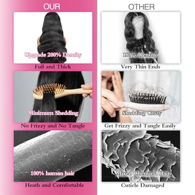 13x6 Lace Front Wigs Human Hair Pre Plucked 200% Density Body Wave HD Lace Front Wigs Human Hair Transparent Frontal Glueless Wigs Virgin Human Hair with Baby Hair for Women Natural Black 30 Inch - Image 3