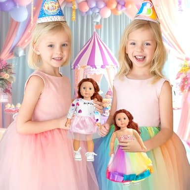 18-inch-Doll-Clothes-Accessories ARTST 18 Doll Accessories American Doll Clothing Dress Outfit Set with Hat Shoes Socks WaistBag for Girls - Image 7