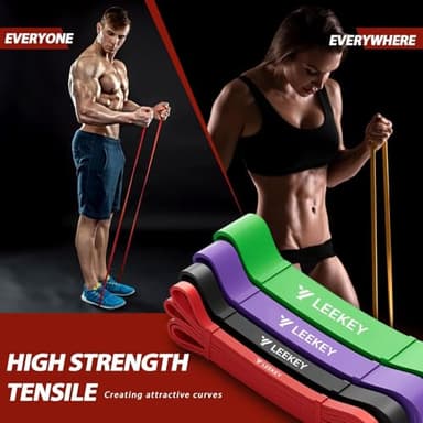 LEEKEY Resistance Bands, Exercise Bands with Handles,Pull Up Assist Bands - Band Set with Door Anchor - Bands for Working Out,Band for Men and Women Fitness Training, Physical Therapy,Home Workouts - Image 3