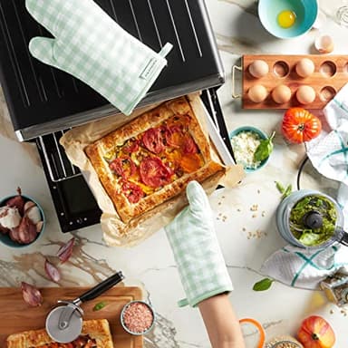 KitchenAid Gingham Oven Mitt 2-Pack Set, Pistachio, 7"x13" - Image 5