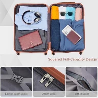 Merax Luggage 3 Pcs ABS Hardside Luggage Sets TSA Lock Spinner Wheel Suitcases - Image 5