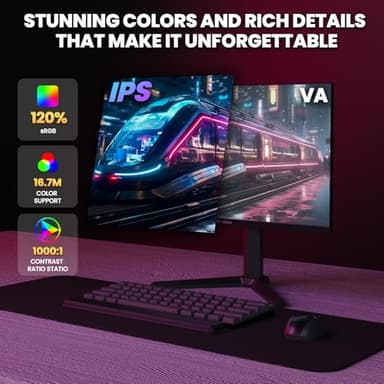 CRUA 27” 540Hz Gaming Monitor, IPS FHD(1920x1080P), AMD FreeSync, 120% sRGB, Height/Pivot/Rotating/Tilt Adjustable Vertical Monitor, HDMI 2.1 + DP 1.4, Wall Mount Install-Black - Image 7