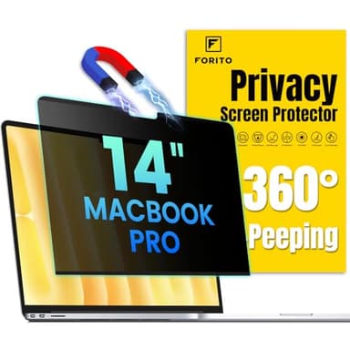 F FORITO Magnetic Privacy Screen Protector Compatible with MacBook Pro 14 inch (2024-2021, M4, M3, M2, M1, Pro,Max), Removable 360° Anti Peeping Anti Blue Light Anti Glare Laptop Privacy Screen Shield - Image 1