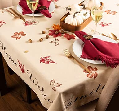 DII Rustic Autumn Leaves Kitchen Collection Thanksgiving & Fall Table Décor, Tablecloth, 60x84 - Image 3