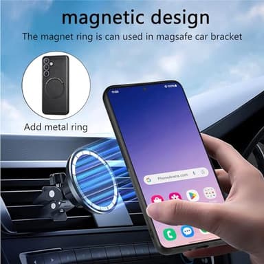 NUVAVO Case for Galaxy S24 Phone, Magsafe Compatible [ Anti Slip ] Leather Texture Drop Protection Magnetic Cover for Samsung S24 - Black - Image 3