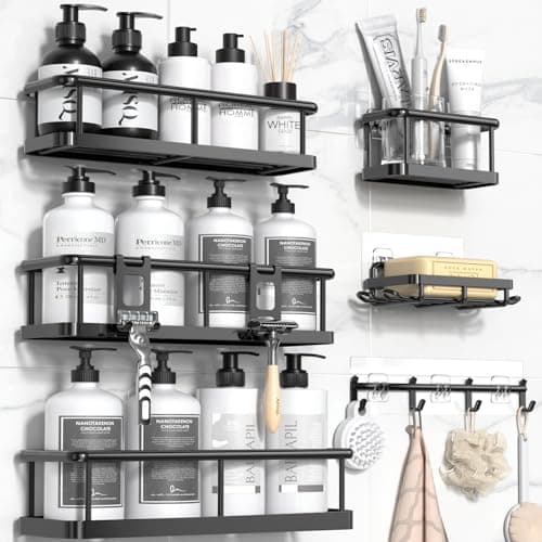 YASONIC Shower Caddy, 100% Rustproof Shelves for Inside Shower, No Drilling Bathroom Organizers and Storage, 6 Pack Large Capacity Bathroom Caddy for Kitchen & Home Decor - Image 1