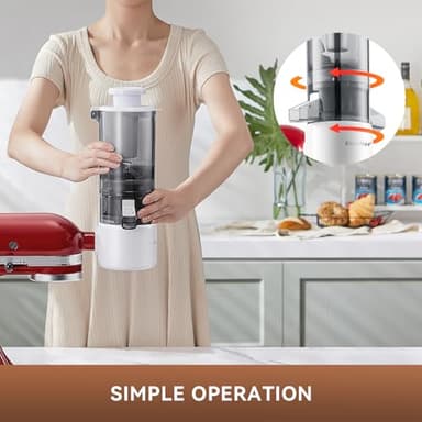 KITCHTREE Masticating Juicer Attachment for KitchenAid Stand Mixer, 4.2" Large Feed Chute Fit Whole Vegetables & Fruits, Slow Cold Press Juicing, Includes 2 * 28oz capacity cups and blade replacement - Image 8