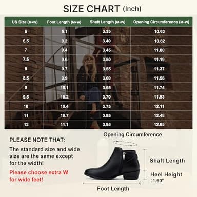 Vepose Women's Short Ankle Boots, Low Heel Western Cowboy Booties, 911 - Black Pu, Size 9.5 US - with Buckle Side Zipper (CJY911 Black pu 09.5) - Image 6