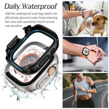 Goton 2 in 1 Waterproof Case for Apple Watch Ultra 3/2/1 Screen Protector 49mm, 360 Protective Glass Face Cover Hard PC Bumper + Back Frame for iWatch Ultra Accessories 49 mm, Clear - Image 4