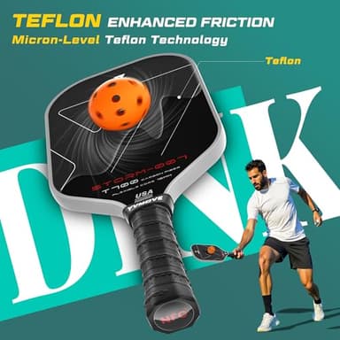 YVmove Pickleball Paddle with T700 Raw Carbon Fiber Surface & 16mm STR-Core Power Polymer Core, Premium Pickle Ball Racket Designed for Ultimate Spin & Consistency, USAPA Approved Storm 007 - Image 5