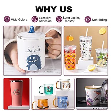 20 Sheets Waterslide Decal Paper INKJET CLEAR,8.5X11 Inch Water Slide Transfer Paper Transparent Printable for Tumblers,Ceramics,Plastics,Glasses,DIY - Image 4