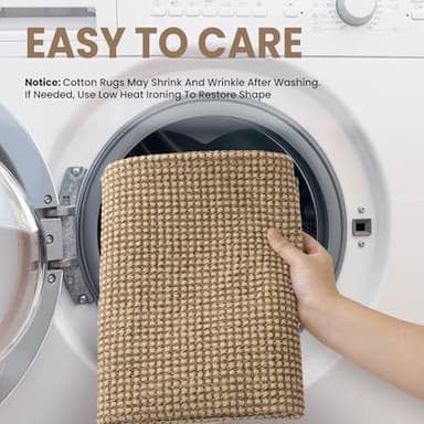 EARTHALL Woven Area Rug 2x3 Ft Washable Rugs for Entryway Braided Non Slip Throw Rugs Door Mat Indoor Outdoor Entrance Small Cotton Woven Carpet for Kitchen Foyer Front Door, Orange/Tan/Brown - Image 3