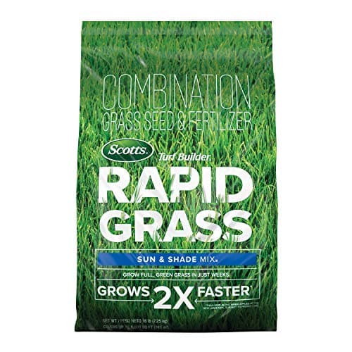 Scotts Turf Builder Rapid Grass Sun and Shade Mix, Combination Grass Seed and Fertilizer, Grows Green Grass in Just Weeks, 16 lbs. - Image 1