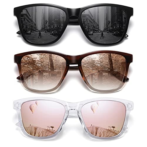 MEETSUN Polarized Sunglasses for Women Men Trendy Classic Retro Designer Style Fashion UV400 Protection 3 PACK Black Brown Gradient Pink Mirrored - Image 1