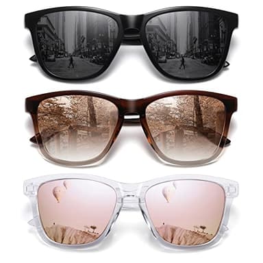 MEETSUN Polarized Sunglasses for Women Men Trendy Classic Retro Designer Style Fashion UV400 Protection 3 PACK Black Brown Gradient Pink Mirrored - Image 1