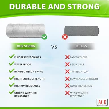 White Mason Line String Line - #18 Braided Nylon String - 6,000 Ft Length - Nylon Twine for Gardening Or Masonry Tools - Perfect Construction String for A String Level, Twine String for Gardening - Image 3