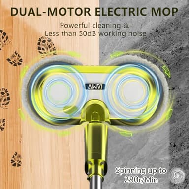 Cordless Electric Mop, Electric Spin Mop with LED Headlight and Water Spray, Up to 60 mins Powerful Floor Cleaner with 300ml Water Tank, Polisher for Hardwood, Tile Floors, Quiet Cleaning & Waxing - Image 2