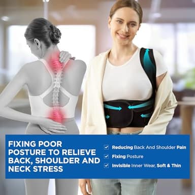 Vicorrect Posture Corrector for Women and Men: Back Brace Support - Shoulders Straightener Relieve Upper Back Pain (Black, Large) - Image 6