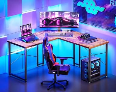 Casaottima 51 Inch L Shaped Gaming Desk, Corner Table Sturdy Workstation for Home Office, Writing, Gaming, Computer Desk for Small Space, Easy Assembly, Rustic Brown - Image 2