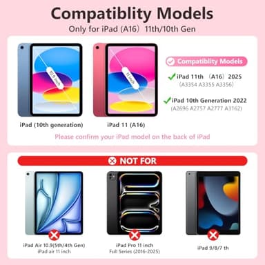 FUWANG Touch Keyboard Case for iPad (A16) 11th Generation 11 inch 2025&10th Gen 10.9 inch 2022, 360° Rotate for iPad 10th Generation Case with Keyboard, Backlit Keyboard Case with Pencil Holder, Pink - Image 2