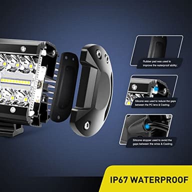 Nilight 2Pcs 4Inch LED Pods Bar Triple Row 60W Flood Spot Combo 6000LM Driving Off Road with 2007-2017 Wrangler JK/JKU 2DR 4DR A-Pillar Windshield Hinge Mounting Brackets Wiring Harness Kit - Image 3